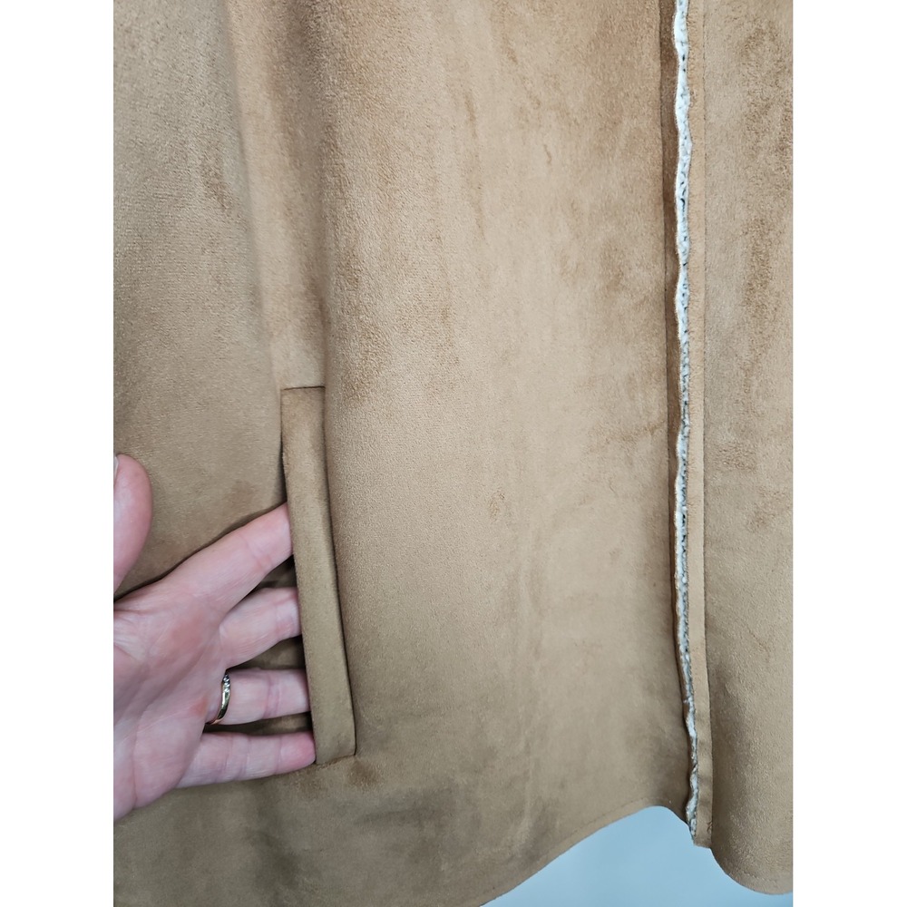 Cj Banks Jacket 1X Brown Faux Suede Sherpa Velvet Trim Boho Western Indie Y2K - Picture 6 of 13